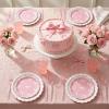 79 Pcs Pink Bow Birthday Party Supplies Serve 10,Pink Bow Birthday Decorations,Coquette Birthday Party Decorations Include Pink Bow Triangle Hanging Swirls Banner Napkins Theme Tableware view 3