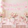 79 Pcs Pink Bow Birthday Party Supplies Serve 10,Pink Bow Birthday Decorations,Coquette Birthday Party Decorations Include Pink Bow Triangle Hanging Swirls Banner Napkins Theme Tableware view 4
