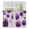 Liremdnso Purple Geometric Kitchen Curtains, Gold White Hexagon Modern Light Filtering Window Curtain Panels, 2Pcs Rod Pocket Window Treatments Set for Study Room Bathroom Bedroom 52x54 Inches view 1