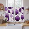 Liremdnso Purple Geometric Kitchen Curtains, Gold White Hexagon Modern Light Filtering Window Curtain Panels, 2Pcs Rod Pocket Window Treatments Set for Study Room Bathroom Bedroom 52x54 Inches view 2