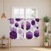 Liremdnso Purple Geometric Kitchen Curtains, Gold White Hexagon Modern Light Filtering Window Curtain Panels, 2Pcs Rod Pocket Window Treatments Set for Study Room Bathroom Bedroom 52x54 Inches view 3