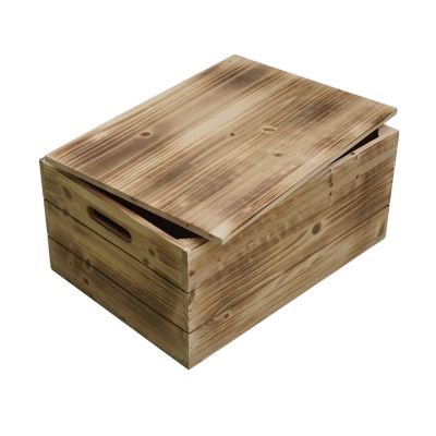 Natural Wooden Storage box With Multiple Sizes Finishes Stackable Organizer With Handles for Home Office Workshop Stationery Books Tools Organization(Caf clair vieilli,34 * 23 * 6cm)