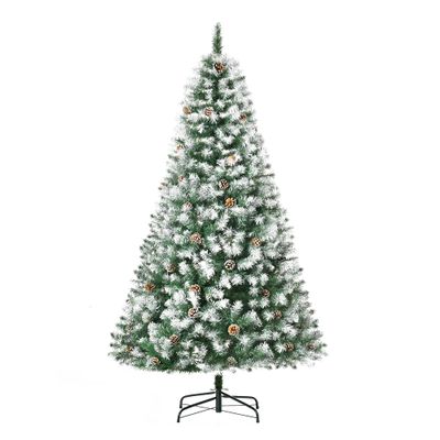 6ft Unlit Fir Artificial Christmas Tree Snow-Dusted with Realistic Branches 61 Pine Cones 800 Tips Low Maintenance Festive Decor