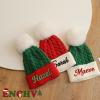 Enchvi Custom Santa Hats for Kids Adult Family Santa Beanie Hat Unisex Christmas Decorations Red Xmas Hat for New Year Party view 3