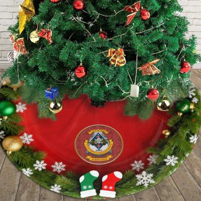 1st Light Armored Reconnaissance Battalion Christmas Tree Skirt Christmas Decorations Soft Red Green Christmas Decor Mat for Xmas Holiday Decorations 36"