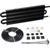 4 Pass Tube and Fin Transmission Cooler 5/16" Oil Cooler Kit Aluminum Black- view 1