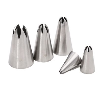 JUAKSQZYI Piping kit 6-Tooth 5-piece Cake Decorating Set Stainless Steel Piping Nozzles Essential Tools DIY Starter Kit for Buttercream