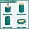 Bathroom Sets 4 Pieces Bamboo Accessory Soap Dispenser and Toothbrush Holder Dish and Cup Boho Decor Coastal Decor(Emerald Green) view 2