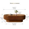 43.3" Oval Coffee Table with Storage, Fluted Coffee Table with Solid Wood Veneered, Mid Century Modern Wooden Center Table, Accent Tea Table for Living Room Apartment(A Brown 43.3 in) view 2