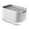 AJKPL Modern Countertop Soap Dispenser, White and Gray Design, Pump Style Bathroom Organizer with Perforated Platform view 1