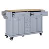 Kitchen Island with Rubberwood Countertop & 5-Wheel Kitchen Cart - Grey view 3