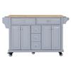 Kitchen Island with Rubberwood Countertop & 5-Wheel Kitchen Cart - Grey view 4