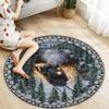 3D Illusion Christmas Round Rug Holiday Optical Print Carpet for Living Room, Bedroom & Entryway | Non-Slip Festive Floor Mat with Santa Home Decor (Winter Express) view 2