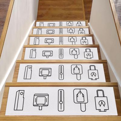 15 Pieces Stair Treads for Wooden Steps Outdoor Cartoon Socket Sign, 8" X 30" Stairs Carpet Treads, Safety Non Slip Staircase Runner Carpet for Kids Elders and Pets