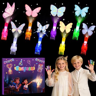 Sauyoza 36 Pack Butterfly Party Favors LED Finger Lights, Glow in the Dark Birthday Goodie Bag Stuffers, Garden Party Prizes & Classroom Rewards for Kids