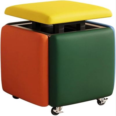 SoOSSN Seating Cube 5 in 1 Stool Stackable Sofa Chair Stool with Swivel Casters Movable Footstool(F,45cm)