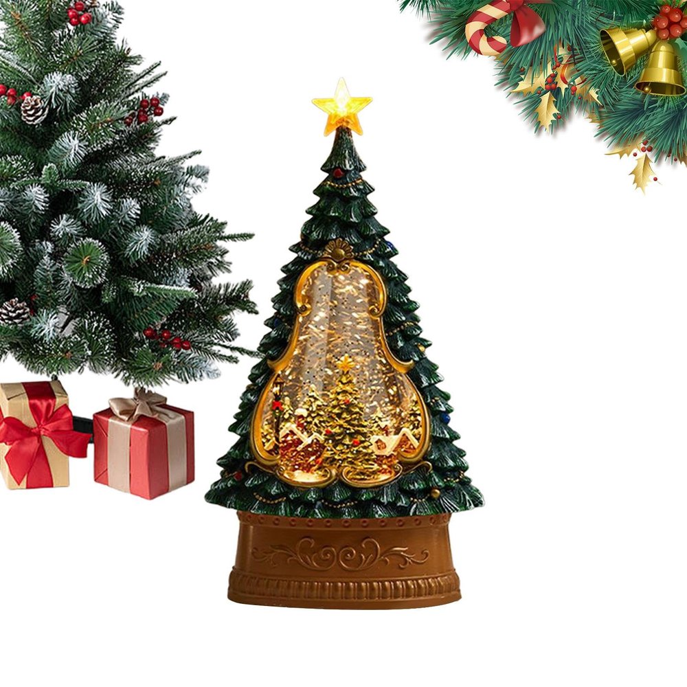 Christmas Snow Globe, Holiday Party Ornament with Glowing LED Lights, Decorative Christmas Globe for Windowsill, Festive Display for Friends Teens Men Dining Room Shelf Living Room Bedroom
