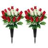2 Sets Artificial Cemetery Flowers with Vase Memorial Flowers Bouquet & Heavy-Ground Spike Vases Fade-Proof, Windproof Grave Memorial Flowers for Cemetery Headstones Decoration (Red white) view 1