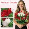 2 Sets Artificial Cemetery Flowers with Vase Memorial Flowers Bouquet & Heavy-Ground Spike Vases Fade-Proof, Windproof Grave Memorial Flowers for Cemetery Headstones Decoration (Red white) view 2
