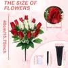 2 Sets Artificial Cemetery Flowers with Vase Memorial Flowers Bouquet & Heavy-Ground Spike Vases Fade-Proof, Windproof Grave Memorial Flowers for Cemetery Headstones Decoration (Red white) view 3