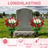 2 Sets Artificial Cemetery Flowers with Vase Memorial Flowers Bouquet & Heavy-Ground Spike Vases Fade-Proof, Windproof Grave Memorial Flowers for Cemetery Headstones Decoration (Red white) view 4