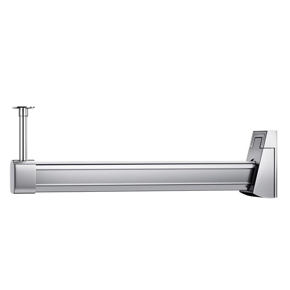Closet Rod Wardrobe Garment Rack Support Rod, Heavy Duty L-Shaped Shower Rail Bracket with Complete Kit, Pole for Kitchen(Silver,76cm)