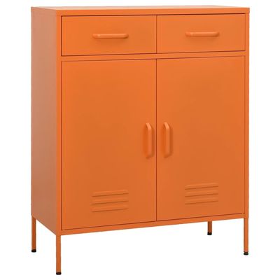 Owoxanthellate Orange Metal Storage Cabinet 31.5x15.7x40 in Modern Steel Locker Adjustable Shelves for Office Garage Classroom Small Storage Locker Organization