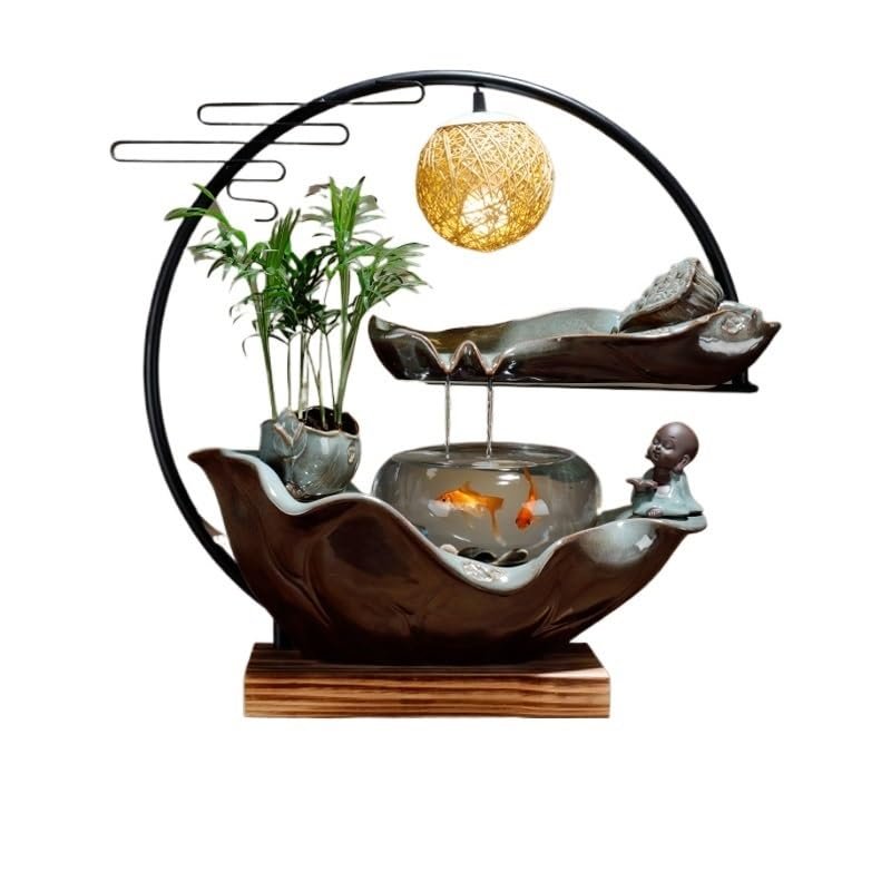 BGGJJ Tabletop Fountains Office Water Ornaments Rockery Fountain Landscape Creative Circulation Fish Tank Living Room Porch Decorations Indoor Tabletop Water Fountain(B)