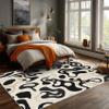 Abstract Rug, 5x8 Area Rugs Beige Grey Black Eclectic Pattern for Living Room, Bedroom, Abstract Home Decor Accessories Indoor Carpet, Non Slip & Machine Washable view 3