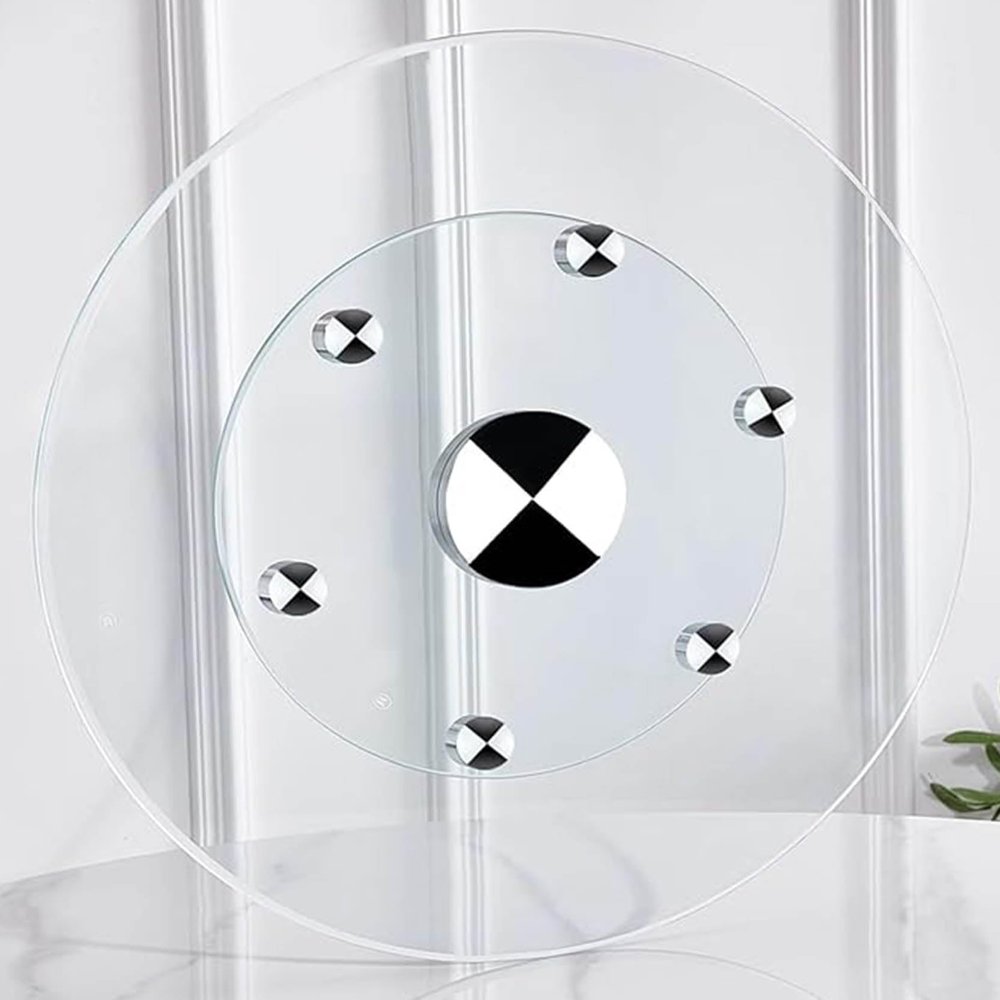 360 Rotating Tray Serving Plate, Tempered Glass Lazy Susan Turntable with Swivel Assist System Smooth Spin, Rotating Tray for Family Banquets Dining Table(Size:100cm/40in)