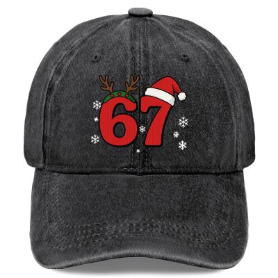 67 Meme Humor Christmas Hat Funny Six Seven 6 7 Holiday Graphic Cap Unisex Festive Winter Cozy Adjustable Embroidered Style Casual Outdoor Gift