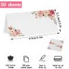 50Pcs Name Cards for Table Setting, Foldable Floral Placecards for Weeding Dinner Party Food Labels Buffet Festival Banquet Seating Cards, Ideal for Food Buffet Wedding Birthday, Floral Design view 2