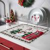 Winter Snowman Christmas Tree Dish Drying Mats for Kitchen Counter,Absorbent Microfiber Dish Drainer Rack Mat Xmas Bell Snowflake Berry Drying Pad for Sinks,Utensils,Countertops,16x18in view 2