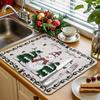 Winter Snowman Christmas Tree Dish Drying Mats for Kitchen Counter,Absorbent Microfiber Dish Drainer Rack Mat Xmas Bell Snowflake Berry Drying Pad for Sinks,Utensils,Countertops,16x18in view 3
