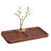 PawwJoy Bamboo Jewelry Dish Organizer with Deer Ornament, Entryway Tray Holder Key Rack for Bracelets Desk Phone Keys, 11.02x4.72x6.69 inch view 1