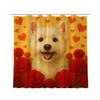 REZHOCH Valentines White Terrier Shower Curtain Durable Waterproof Fabric Cute Dog with Roses Hearts Romantic Pet Art Animal Home Bathroom Decor Love Theme 72x72 with 12 Hooks view 1