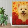 REZHOCH Valentines White Terrier Shower Curtain Durable Waterproof Fabric Cute Dog with Roses Hearts Romantic Pet Art Animal Home Bathroom Decor Love Theme 72x72 with 12 Hooks view 2