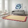 Hand-Tufted Wool Area Rug with Scalloped Edges Plaid Pattern | Soft & Cozy Handmade Accent Carpet for Living Room, Bedroom & Nursery | Decorative Wool Rug (Rust, 5' x 7') view 1