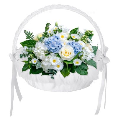 GRADENEVE Western-style Lace Wedding Flower Basket with Rhinestones Reusable Bride Tote for Holding Petals Candy Elegant Floral Basket for Wedding Ceremony Shower and Special Occasions