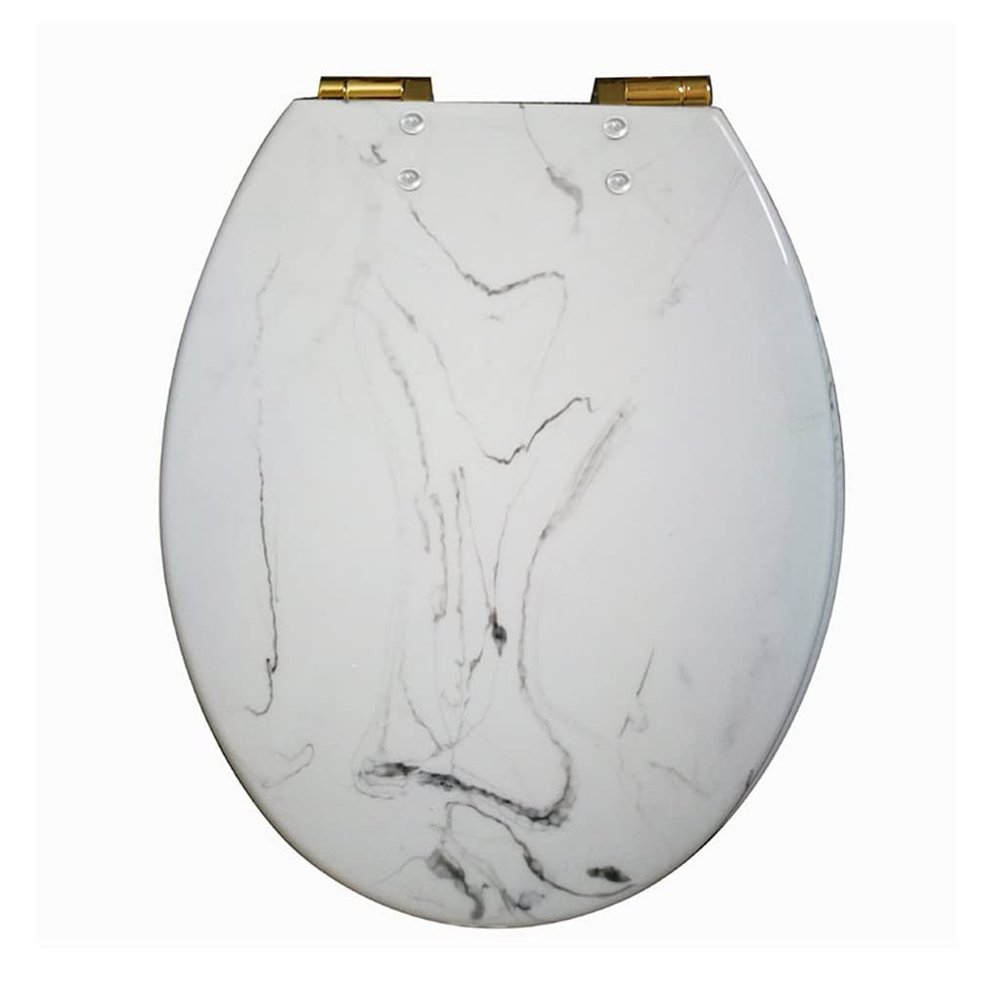 WERTGHJ Marble Texture Toilet Seats Cover,Type Universal Slow-Close Buffer Lid