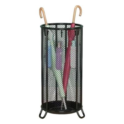 TFNSPFNSA Metal Umbrella Stand, Round Umbrella Holder with Drain Tray, Umbrella Basket with Hooks, Modern Freestanding Umbrellas Rack for Entrance Hall, Living Room, Office(Black,10 * 21.6in)