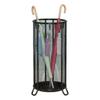 TFNSPFNSA Metal Umbrella Stand, Round Umbrella Holder with Drain Tray, Umbrella Basket with Hooks, Modern Freestanding Umbrellas Rack for Entrance Hall, Living Room, Office(Black,10 * 21.6in) view 1