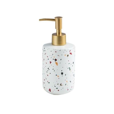 Beautiful 370ml Ceramic Lotion Soap Dispenser Refillable Pump Bottles for Bathroom, Countertop Bathroom Decor