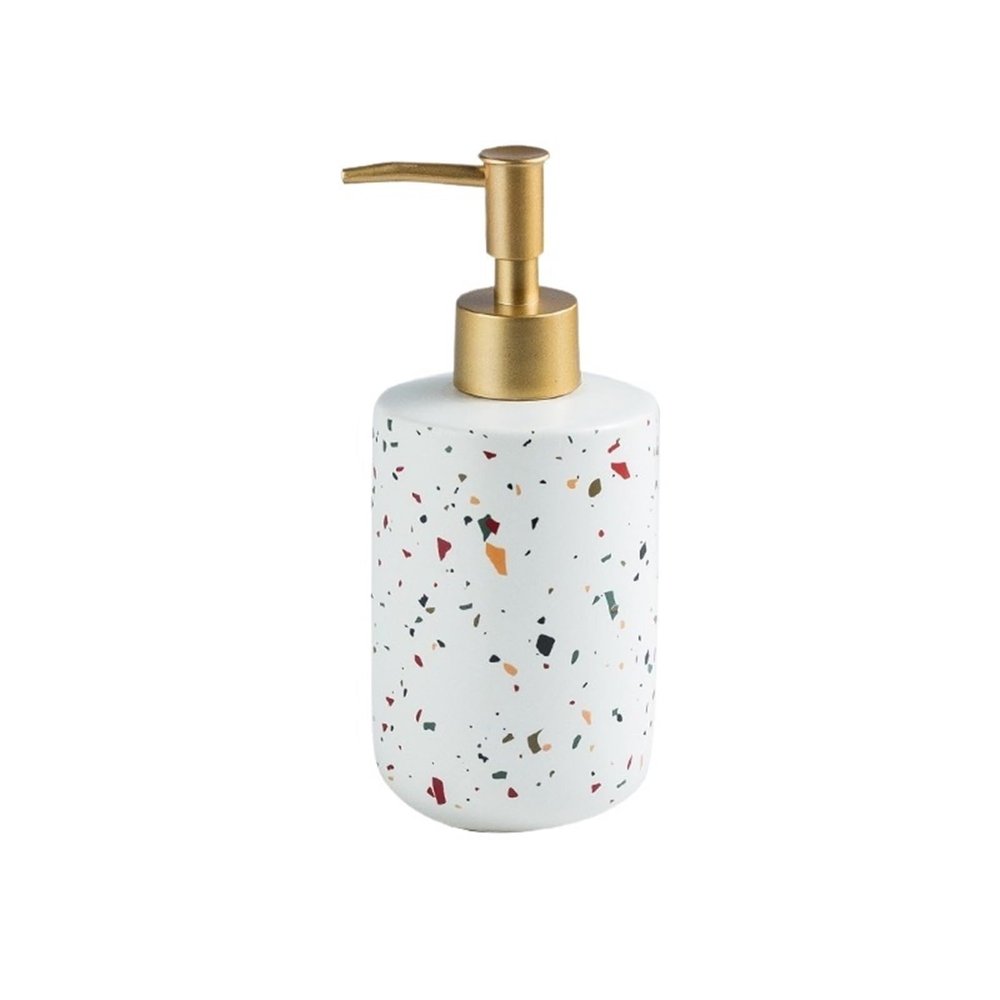 Beautiful 370ml Ceramic Lotion Soap Dispenser Refillable Pump Bottles for Bathroom, Countertop Bathroom Decor