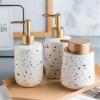 Beautiful 370ml Ceramic Lotion Soap Dispenser Refillable Pump Bottles for Bathroom, Countertop Bathroom Decor view 4