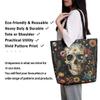 ArtfulHome Sugar Skull Canvas Tote Bag for Women | Gothic Goth Skeleton Travel Bag Exotic Boho Floral Reusable Cloth Cotton Bags Halloween Bone Room Decor view 2