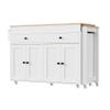 CYJZH 74.5 inch Kitchen Island with Extendable Dining Table, Rolling Kitchen Island on Wheels with Spice Rack and 2 Drawers, Kitchen Storage Cart with 4 Door Cabinet (Grey + Particle Board + MDF) view 1