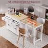 CYJZH 74.5 inch Kitchen Island with Extendable Dining Table, Rolling Kitchen Island on Wheels with Spice Rack and 2 Drawers, Kitchen Storage Cart with 4 Door Cabinet (Grey + Particle Board + MDF) view 3