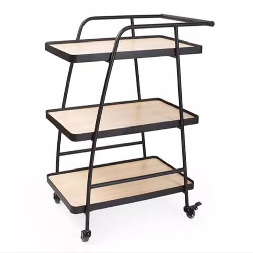 UWYTGF Multi-Layer Removable Cart,3 Tier Metal Rolling Kitchen Storage Cart with Wheels Mobile Utility Cart for Catering Serving Snacks and Tea Service