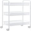 UWYTGF Storage Cart Kitchen Bathroom Bathroom Shelf Metal Trolley with Wheels Three-Layer Storage Rack Hook Trolley,Black,1 view 1